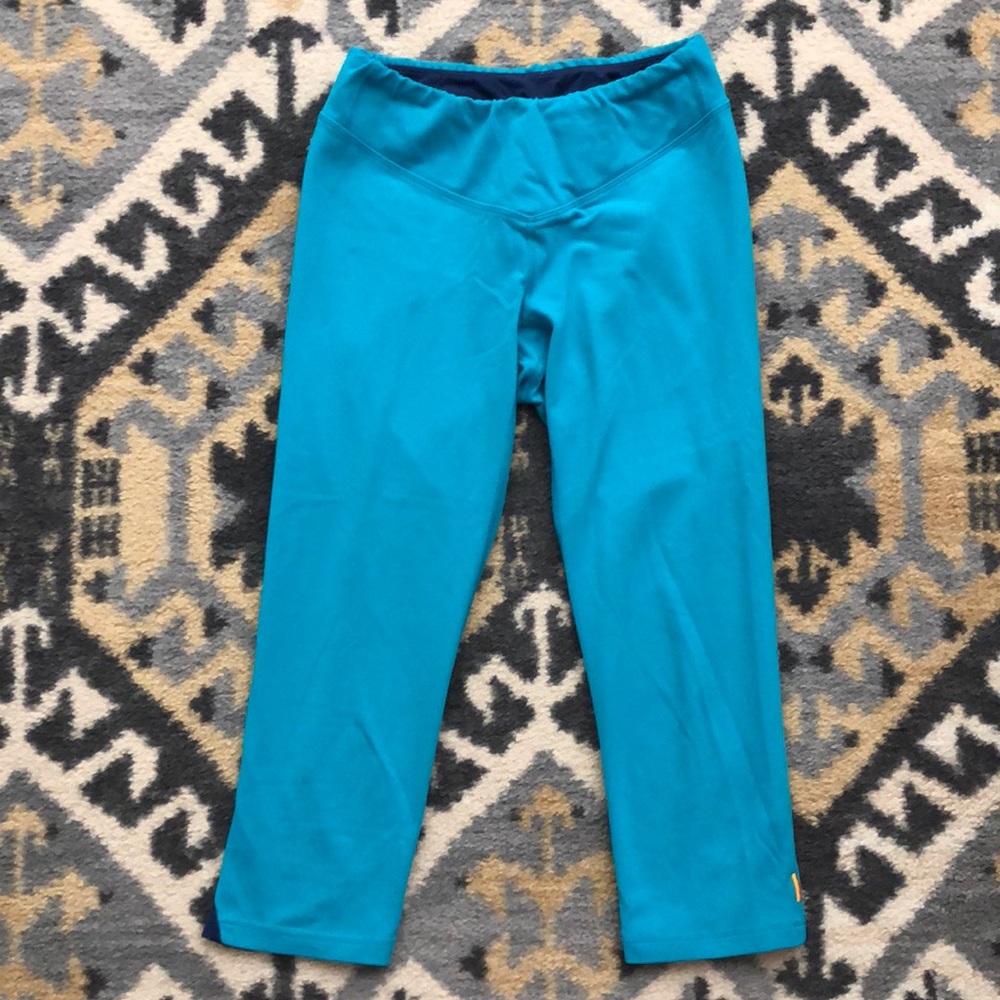 Turquoise/Navy Lucy cropped workout leggings, Sz S